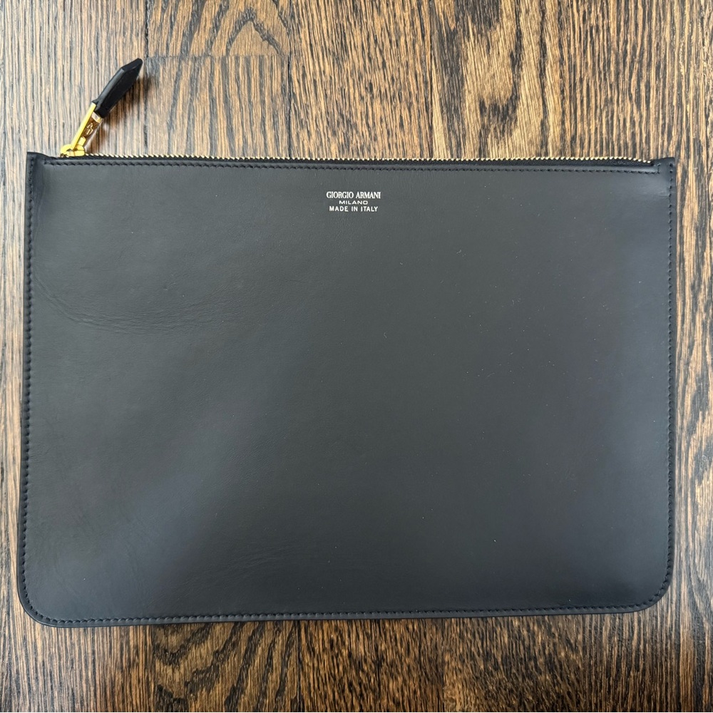 Giorgio Armani Black Leather Clutch.